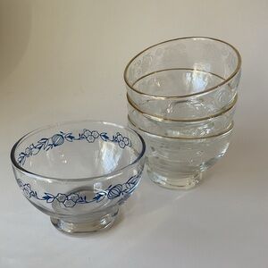 Dominion Glass Dessert Bowls Ice Cream Custard Dishes Set of 4 Vintage